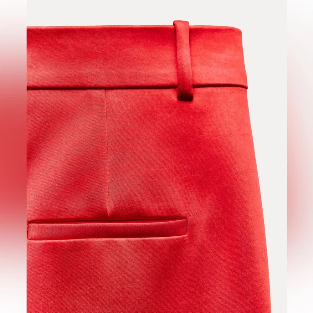 New ZARA Satin Straight Cut Pants ZW Collection